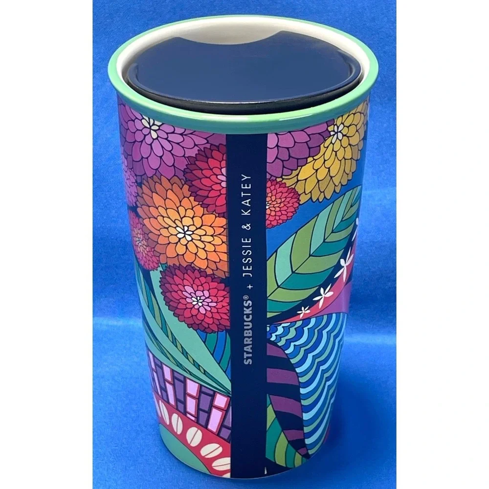 Starbucks Coffee Stories Jessie & Katey 12 oz Ceramic Travel  Tumbler W/ Lid